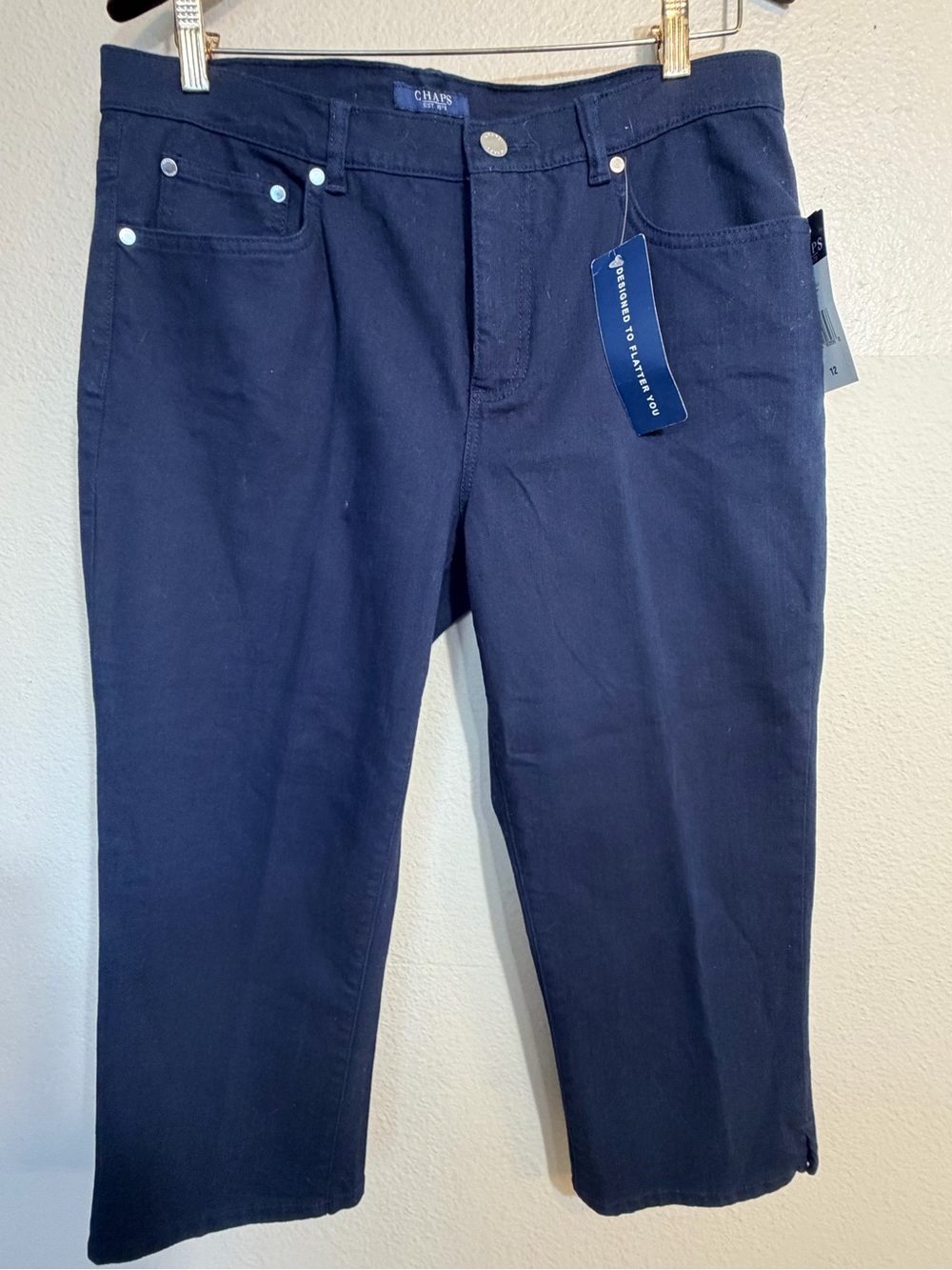 Chaps Navy Slimming Fit Stretch Capri Pants 12 new